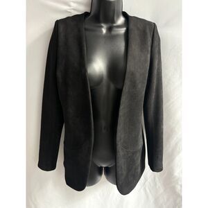 Michel Faux Suede Open Front Cardigan Blazer Size S Career Office Professional